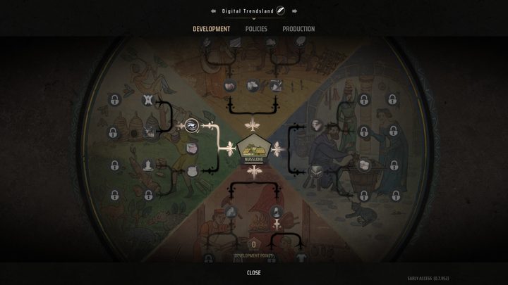 The development upgrade sphere grid in Manor Lords