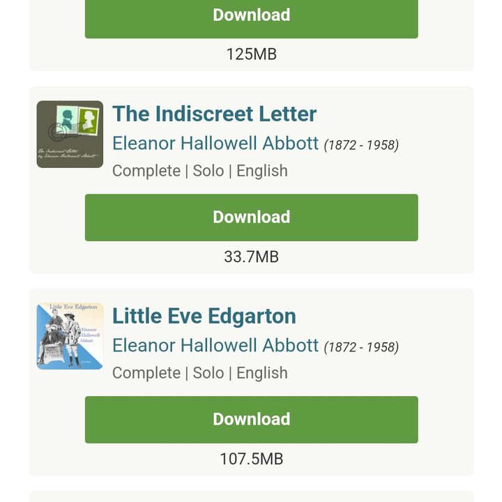 A list of audiobooks in LibriVox.