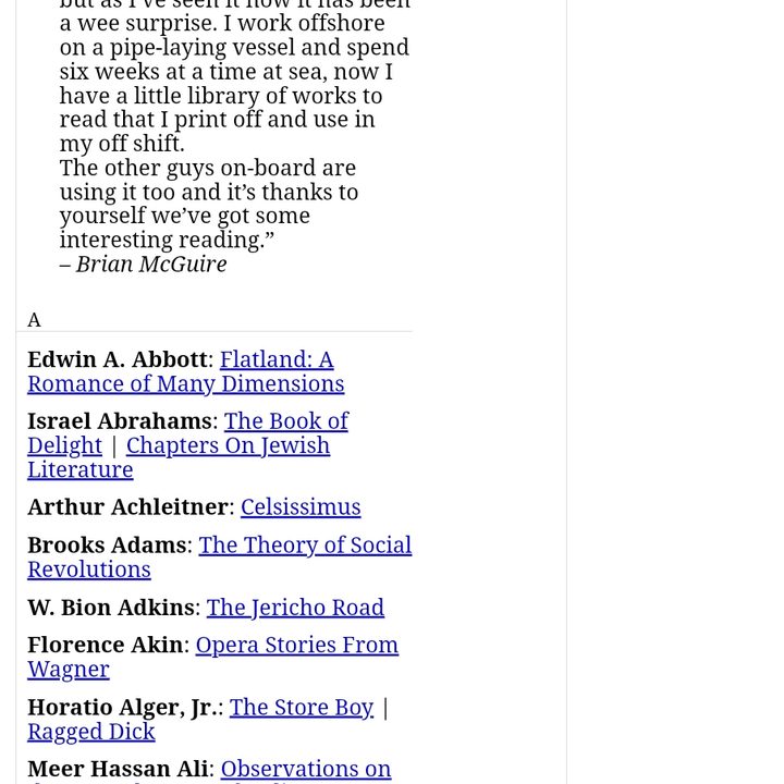 Authorama's main page.