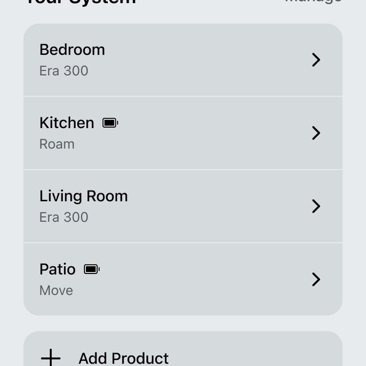 Sonos new app: system settings.