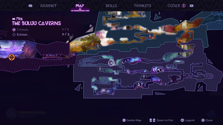 A map screen in Tales of Kenzera: ZAU.