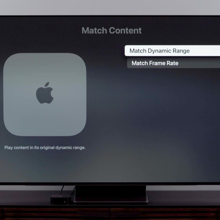 The match content dynamic range setting on Apple TV 4K.