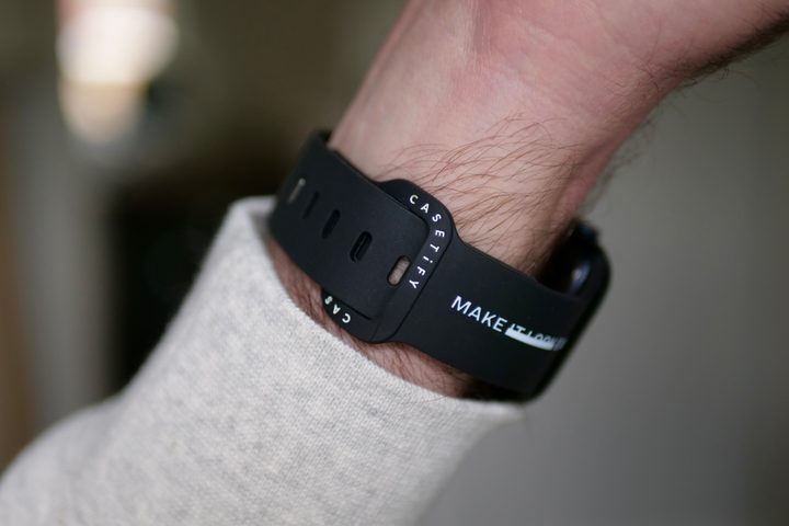 The buckle on the Casefify x Le Sserafim Impact Band for the Apple Watch Series 9.