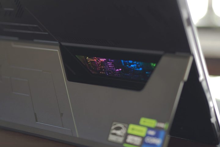 Asus ROG Flow Z13 rear view showing RGB cutout.