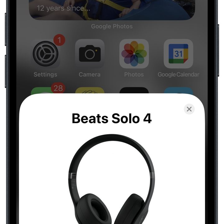 Beats Solo 4 settings in iOS.