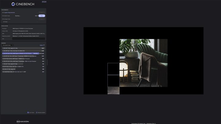 Cinebench 2024 run with a 7950X3D.