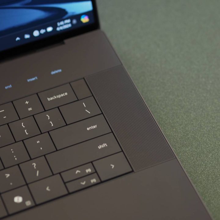 The speakers and keyboard on the Dell XPS 16.