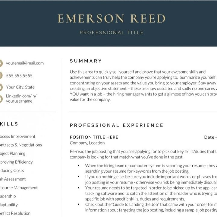 Emerson Reed resume template.