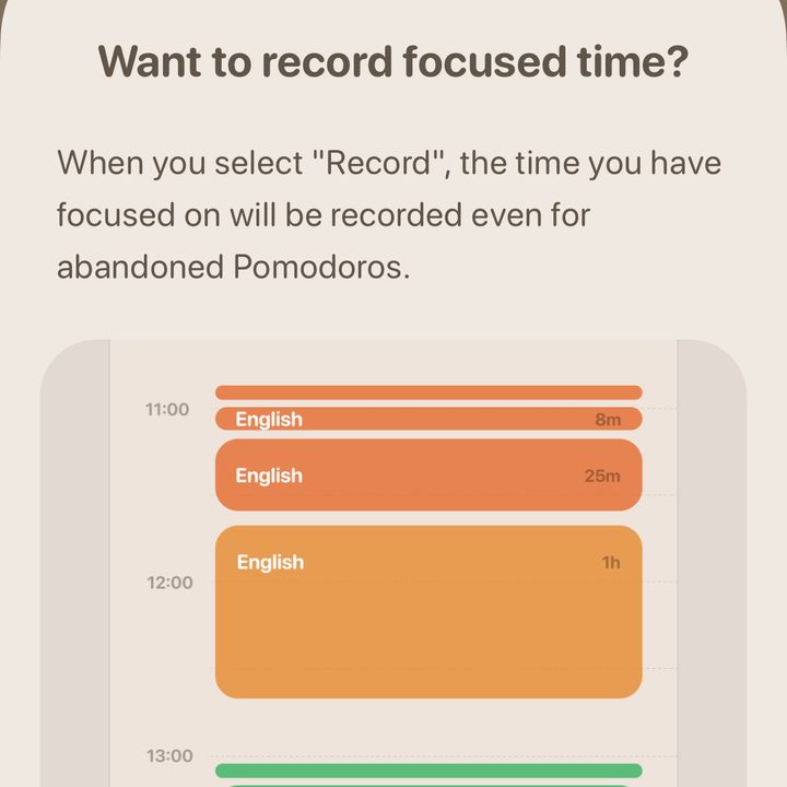 Recording a focus time.