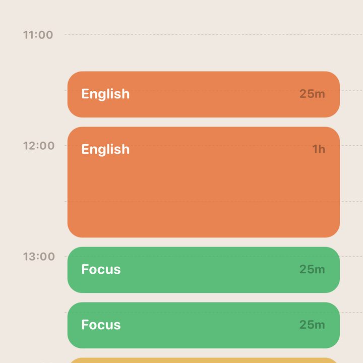 The timeline in FocusPomo.