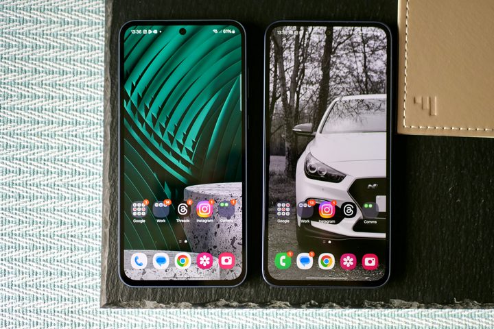 The Samsung Galaxy A35 and Galaxy A55's screens.