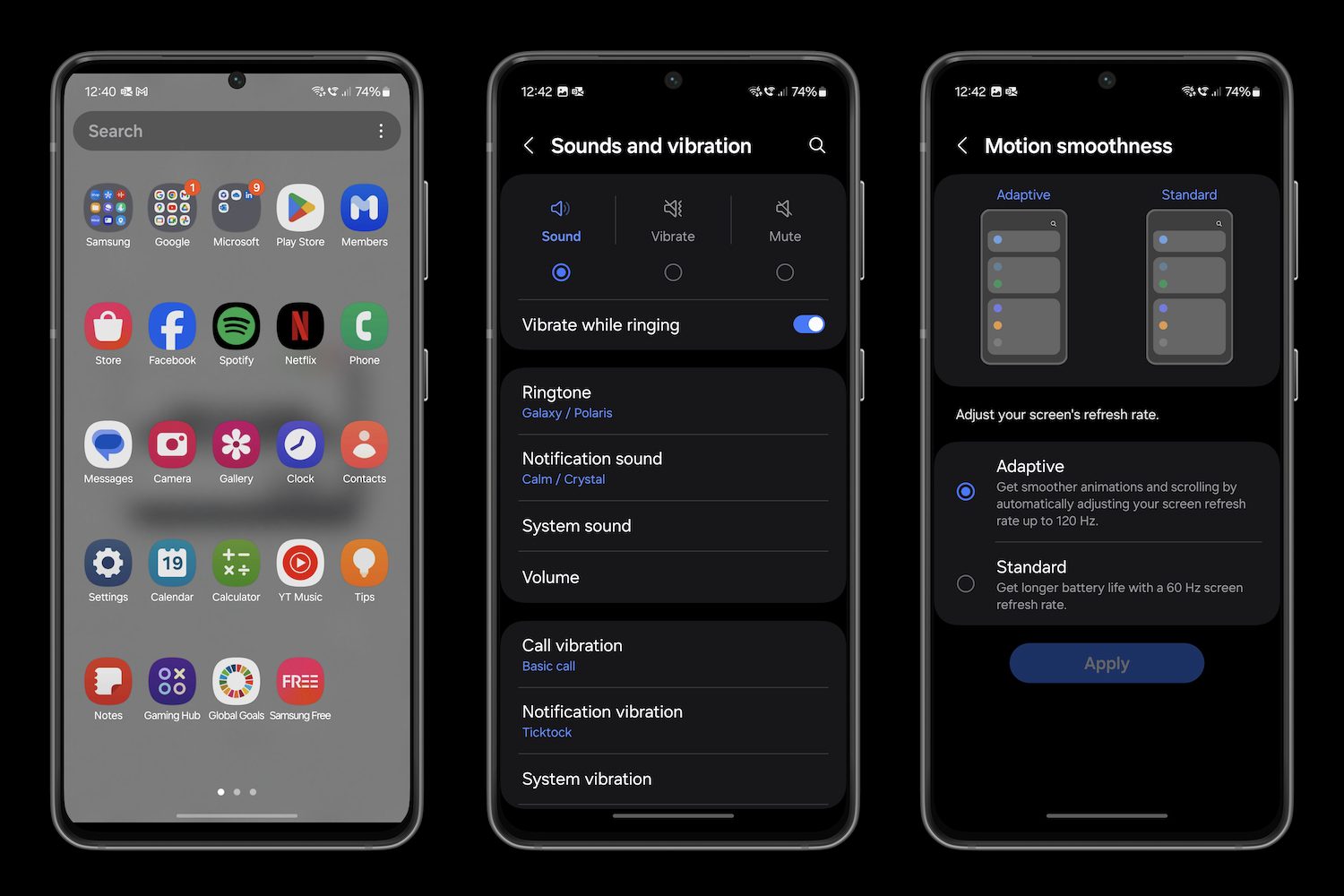 Screenshots taken from the Samsung Galaxy A55.