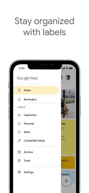 Labels in Google Keep.