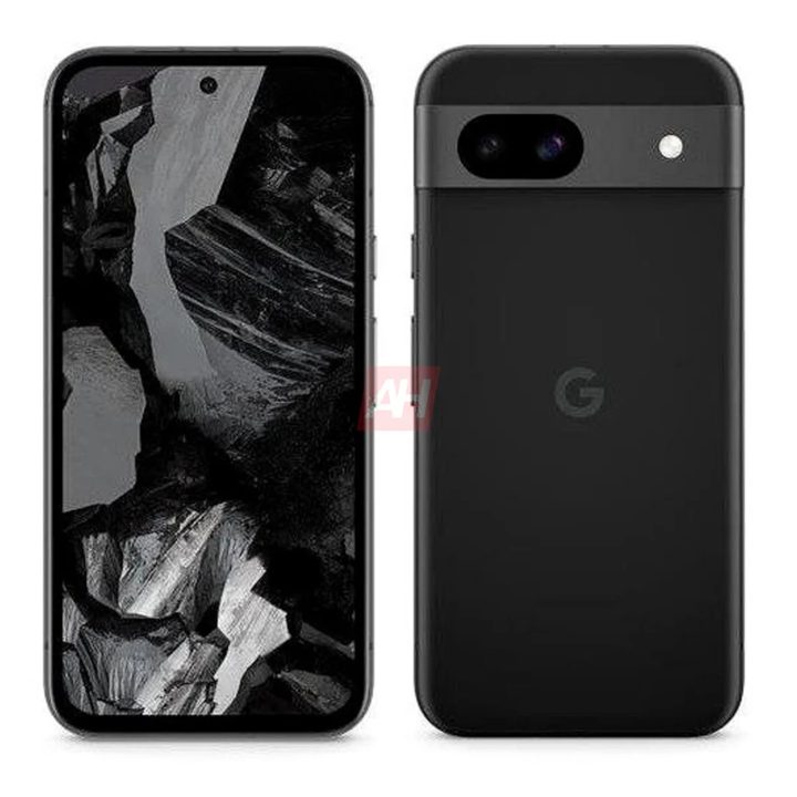A render of the Google Pixel 8a in its Obsidian color.