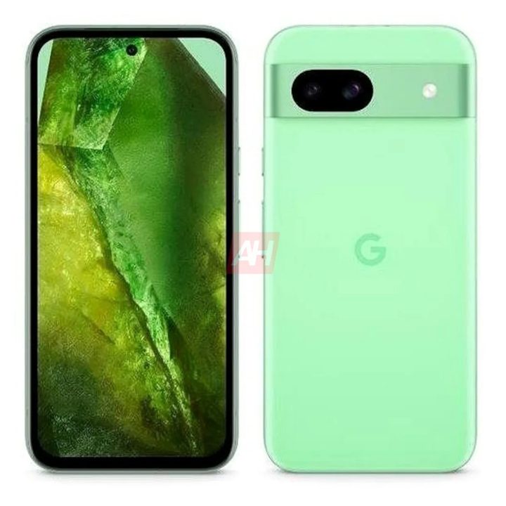 A render of the Google Pixel 8a in its Mint color.