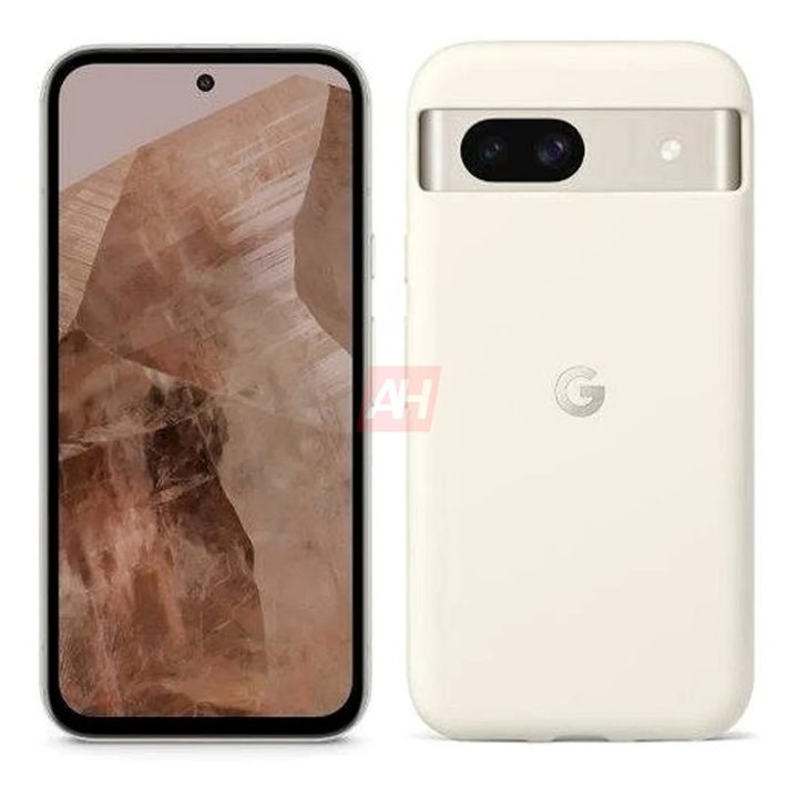 A render of the Google Pixel 8a in its Porcelain color.