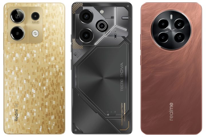 Budgets phones from Xiaomi, Realme, and Tecno.