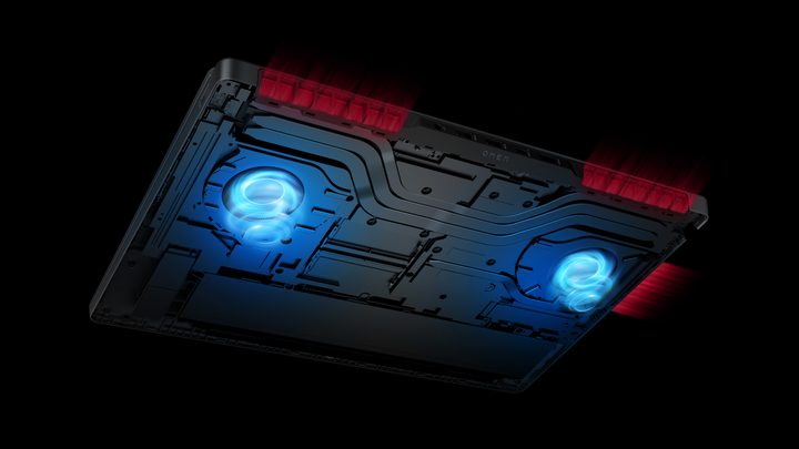 The cooling system on the HP Omen 17 2024 gaming laptop.