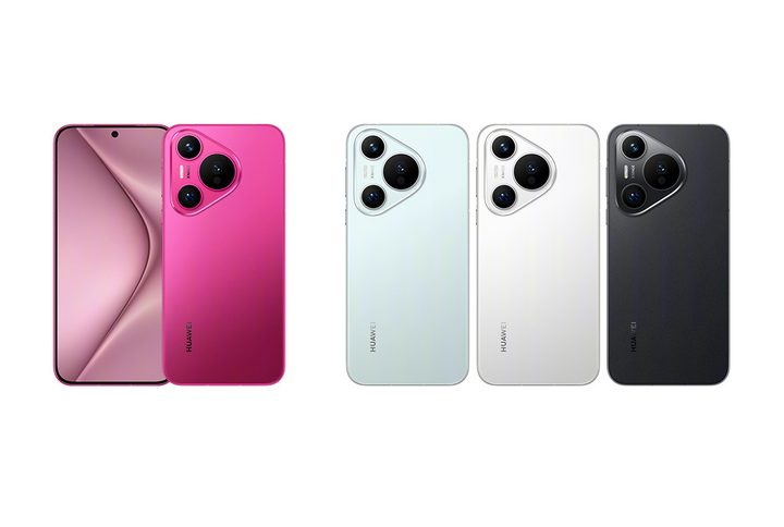 Huawei Pura 70 pink, green, white, and black colors.