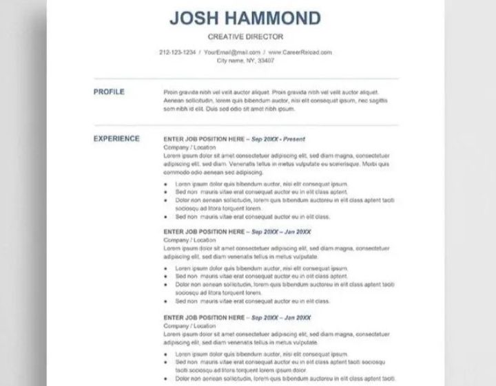 Josh Hammond resume template.
