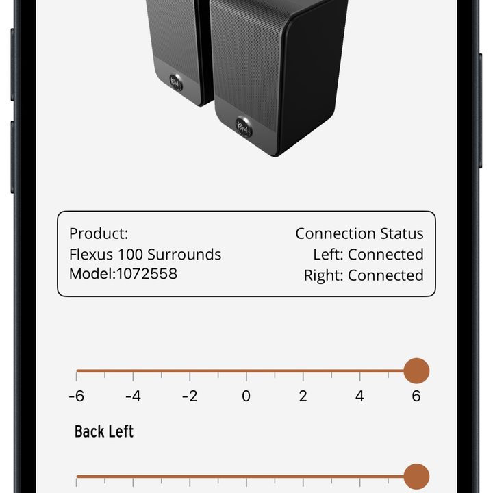 Klipsch Connect Plus app for iOS: Surr 100 levels.