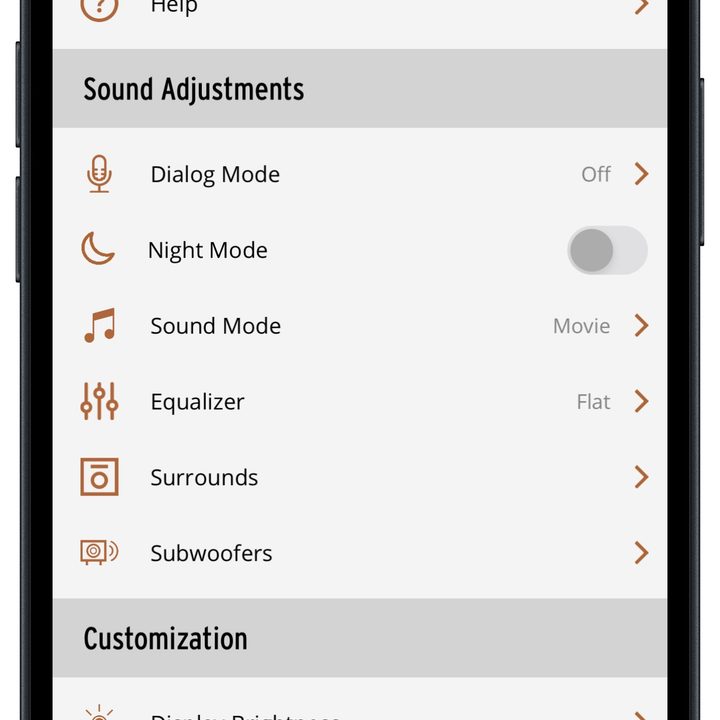 Klipsch Connect Plus app for iOS: Advanced settings.