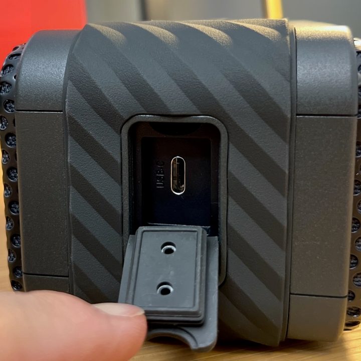 The USB-C port of the Klipsch Nashville Bluetooth speaker.