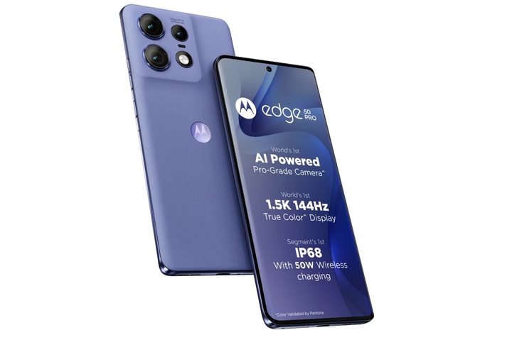 motorola edge 50 Pro in purple shade.