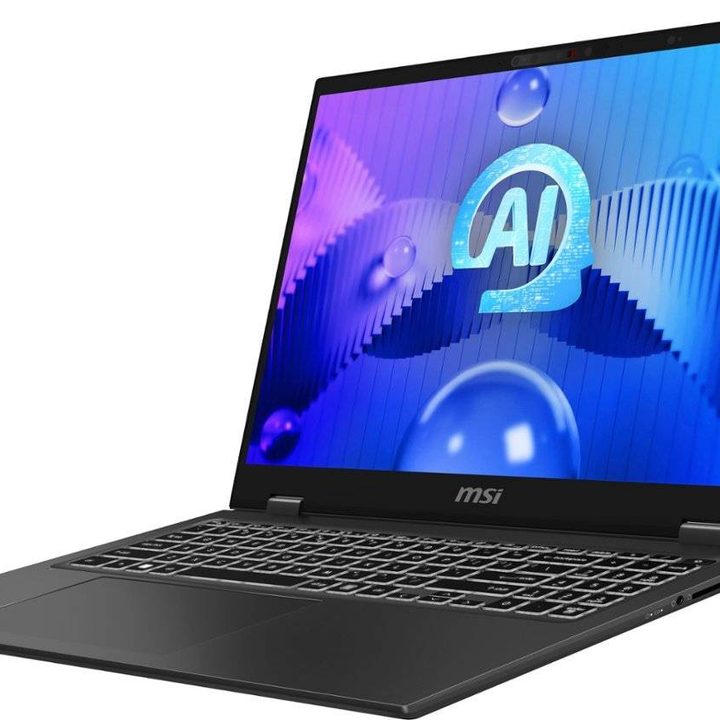 A press rendering of the MSI Prestige 16 against a white background.