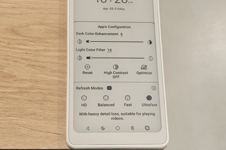 Display controls for Onyx Boox Palma
