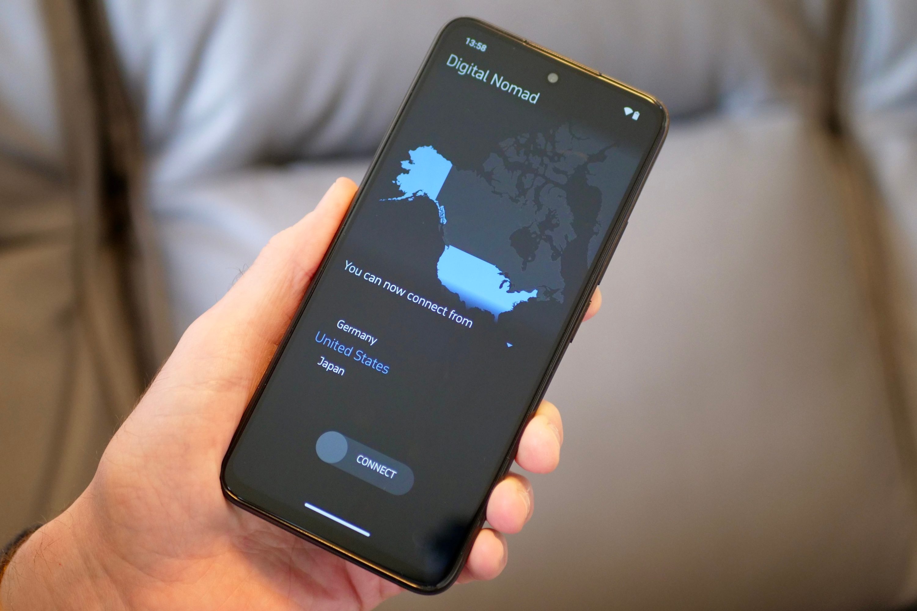 The Digital Nomad VPN app on the Punkt MC02.
