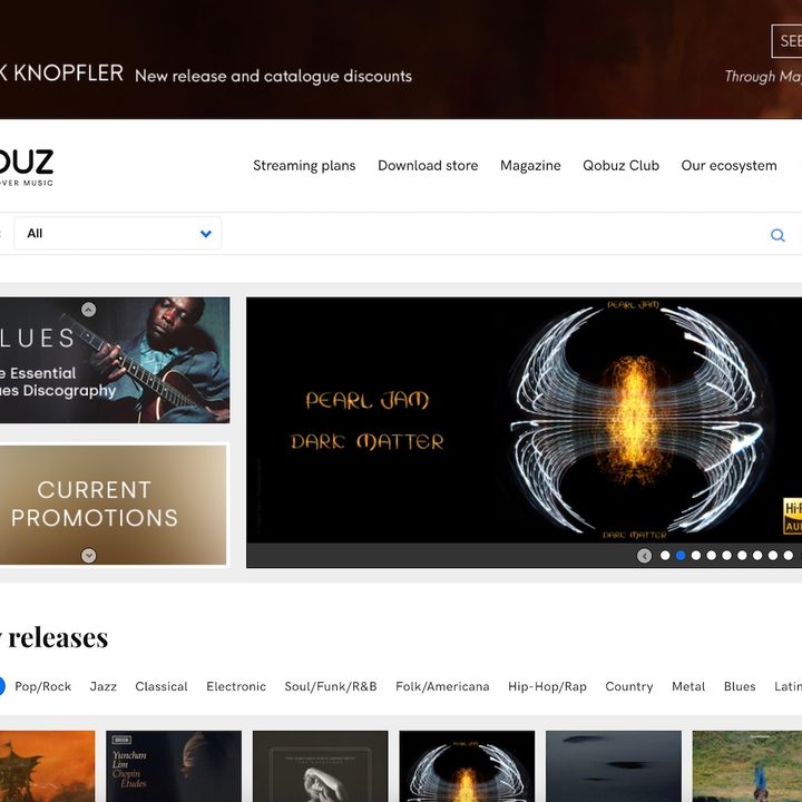 screenshot of Qobuz download store on desktop