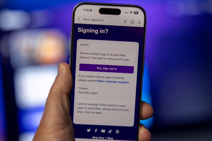 The email you get if you try to log in to your Roku account.