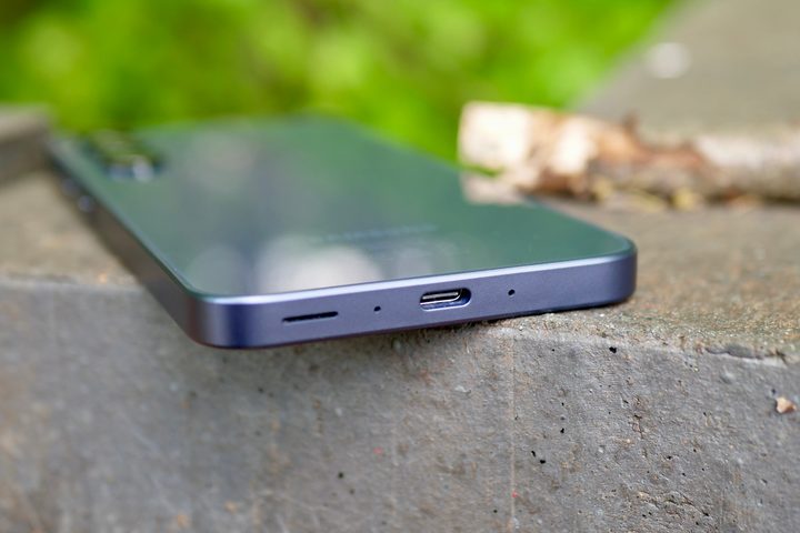 The Samsung Galaxy A35's charging port.