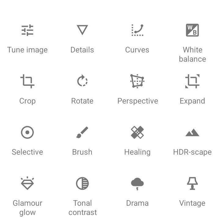 Snapseed's editing tools.