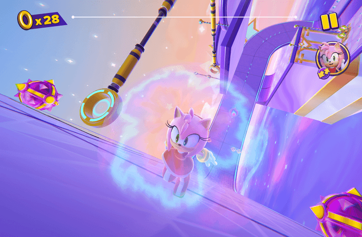 Amy Rose runs in Sonic Dream Team.