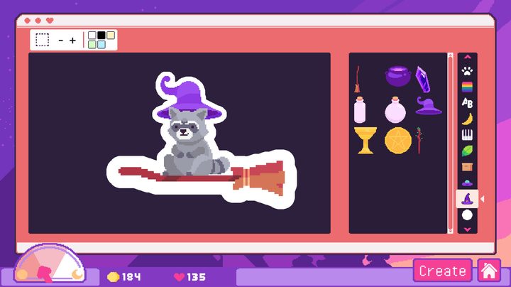 A player makes a sticker in Sticky Busiuness.