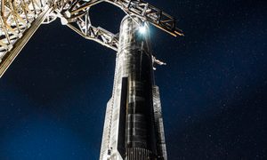 SpaceX's Super Heavy booster on the launchpad in Boca Chica, Texas.