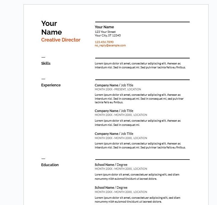Swiss resume template.