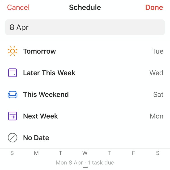 Creating a task in Todoist.