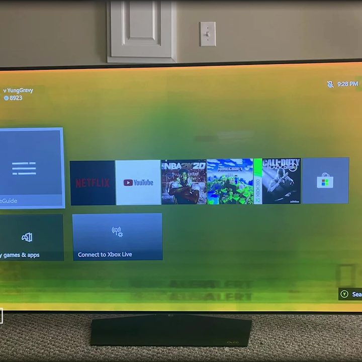 An OLED display with burn-in.