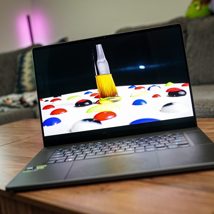 The Asus ROG Zephyrus G16 playing an OLED demo.