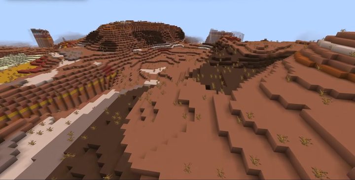The badlands in Minecraft.