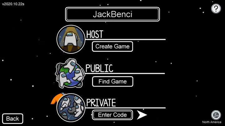 A custom Among Us game menu.