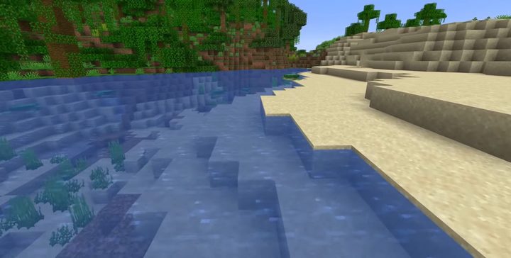 A beach in Minecraft.
