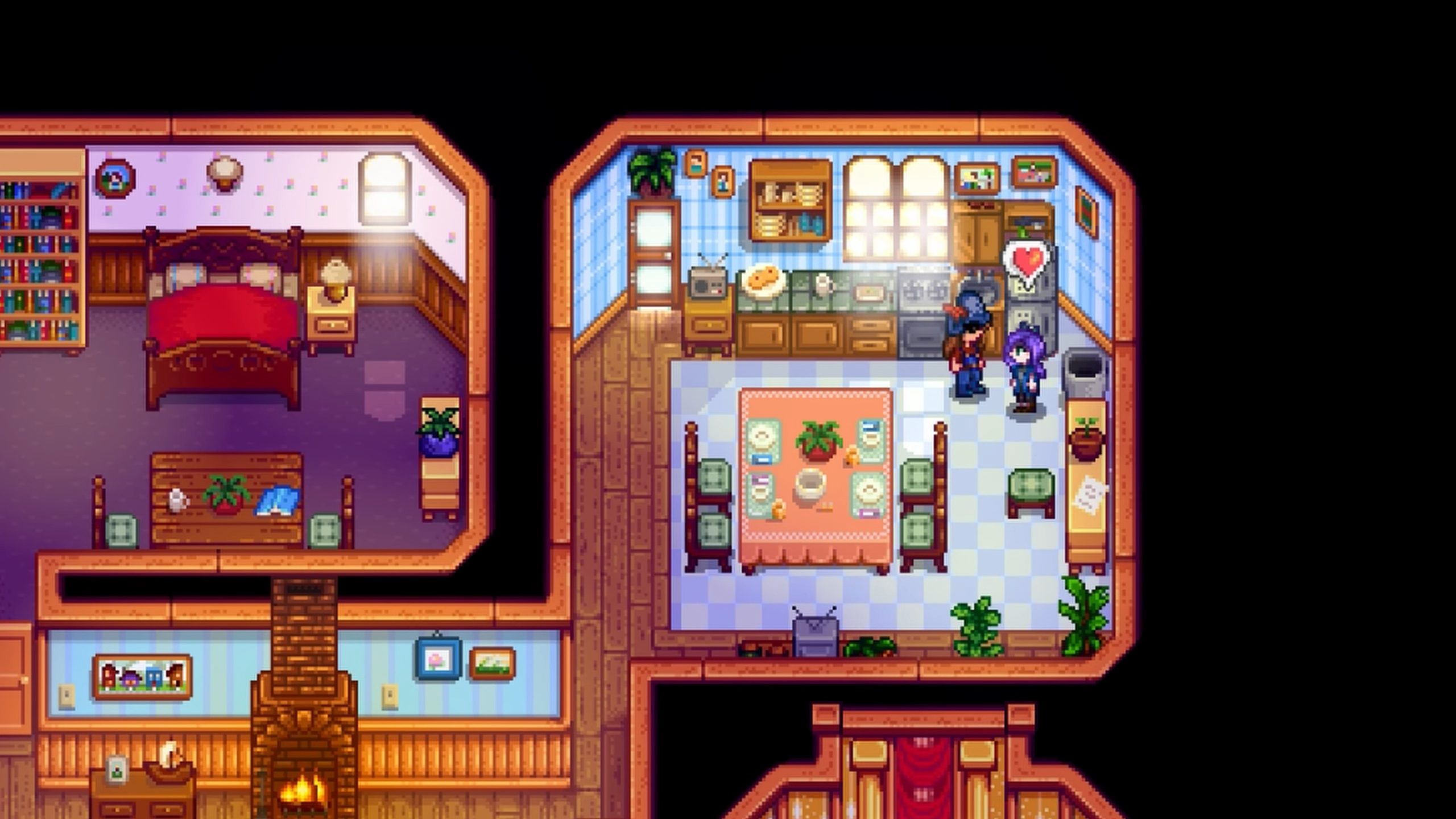 أبيجيل في Stardew Valley مع قلب فوق رأسها.