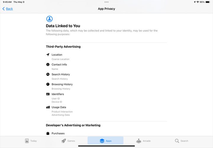 Privacy Report on the App Store.