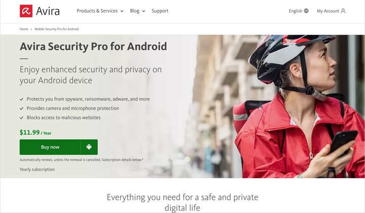 Avira for Android website.