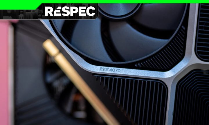 The RTX 4070 sitting on top of another GPU.