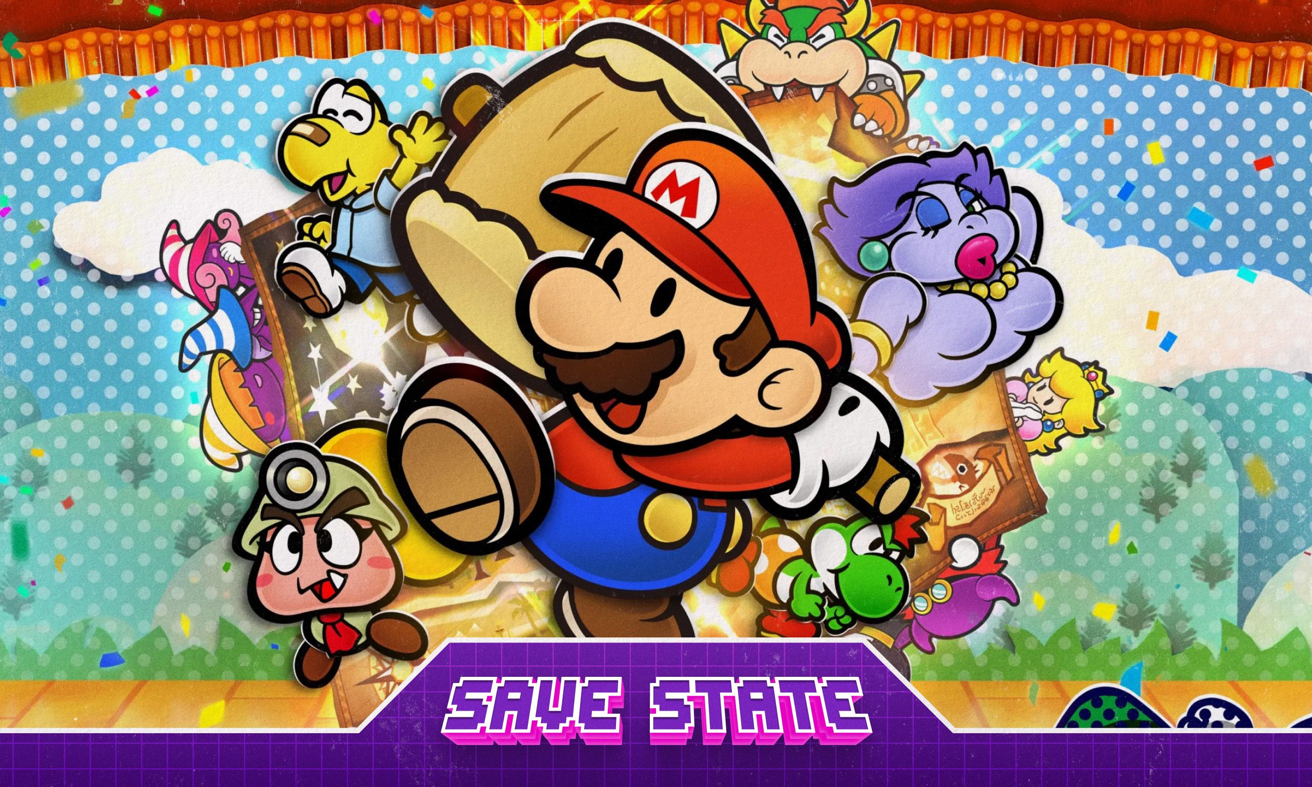 Save State promotional image featuring cropped key art for Paper Mario: The Thousand-Year Door.